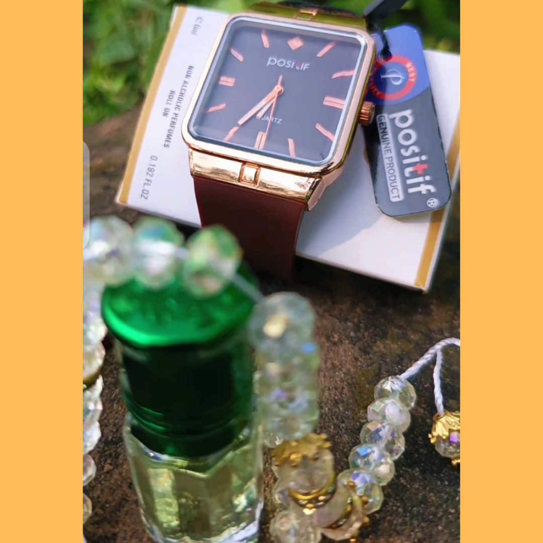 🕰️✨ Premium Gift Combo – Watch, Wallet, Attar & Tasbeeh (Pack of 4) | Perfect Gift for Men | Elegant Islamic Gift Set